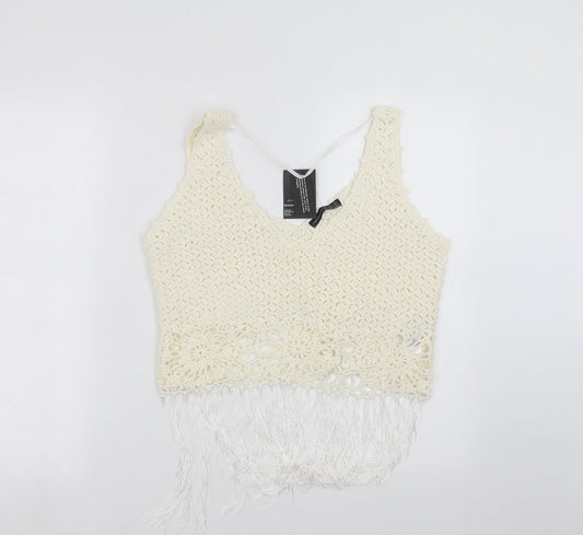 Primark Womens Ivory  Knit Pullover Jumper Size M  - cropped