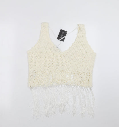 Primark Womens Ivory  Knit Pullover Jumper Size M  - cropped