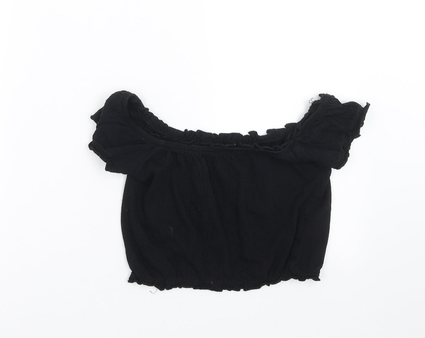Womens UK Size 8 New Look Black Cropped T-Shirt
