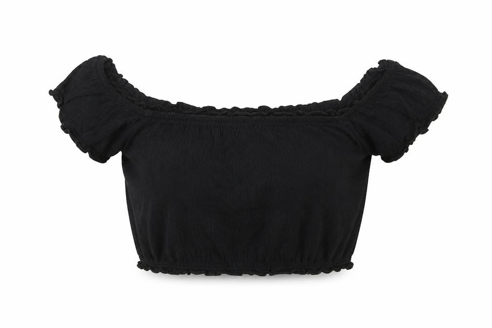 Womens UK Size 8 New Look Black Cropped T-Shirt