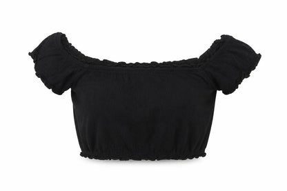 Womens UK Size 8 New Look Black Cropped T-Shirt
