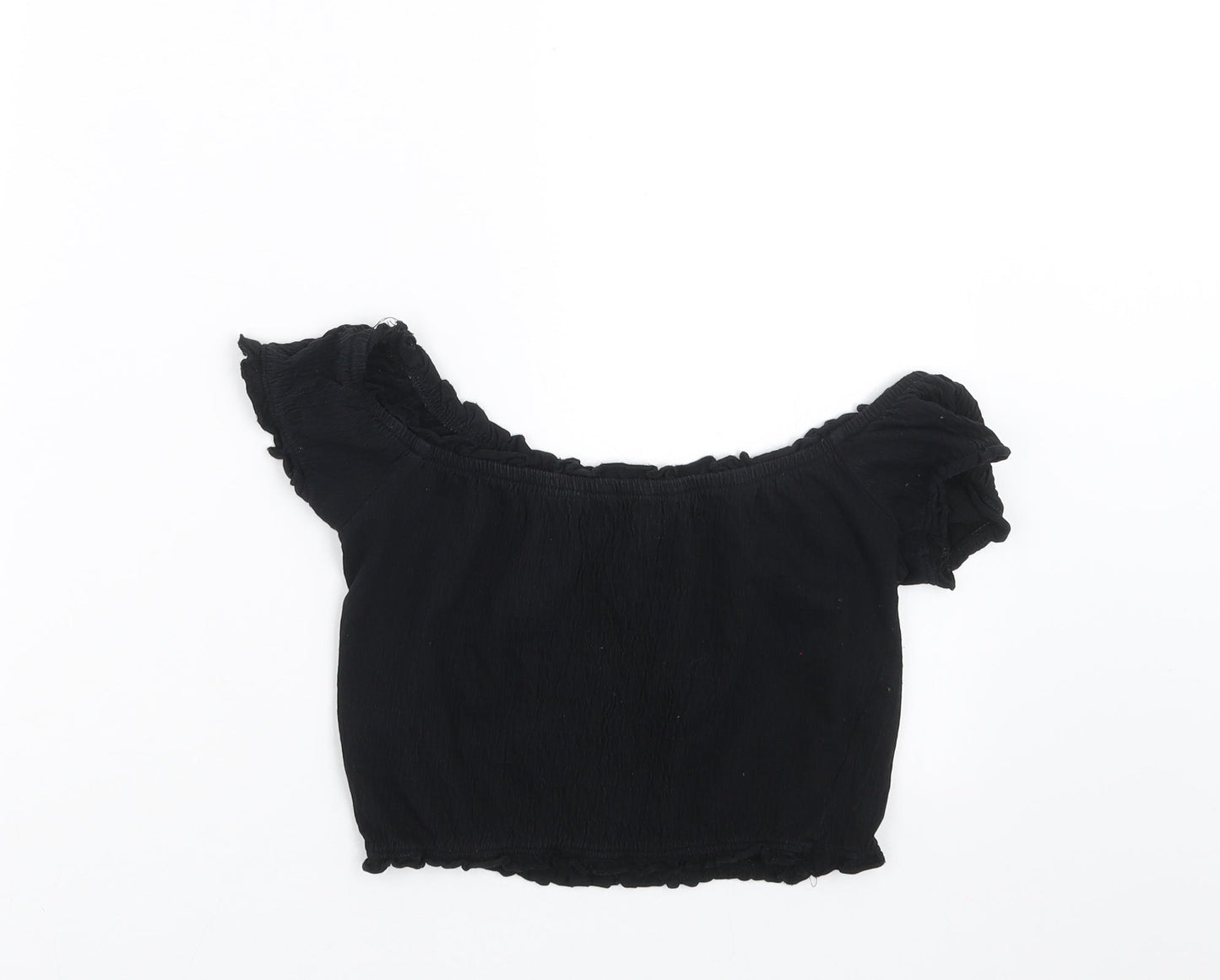 Womens UK Size 8 New Look Black Cropped T-Shirt