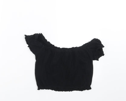 Womens UK Size 8 New Look Black Cropped T-Shirt