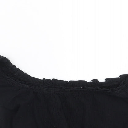 Womens UK Size 8 New Look Black Cropped T-Shirt