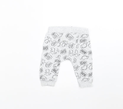 F&F Baby Grey   Jogger Trousers Size 3-6 Months  - DInosaur