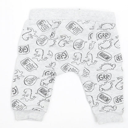 F&F Baby Grey   Jogger Trousers Size 3-6 Months  - DInosaur