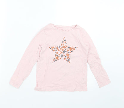 F&F Girls Pink Solid  Top Pyjama Top Size 6-7 Years  - star