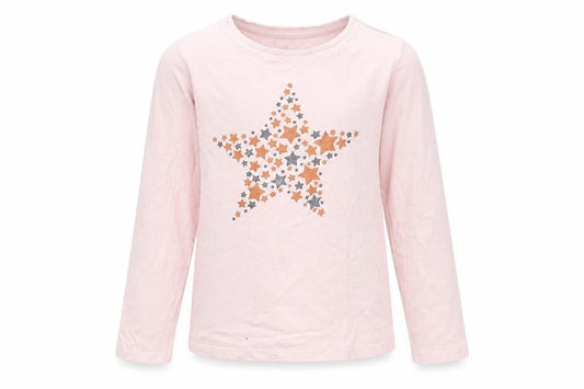 F&F Girls Pink Solid  Top Pyjama Top Size 6-7 Years  - star