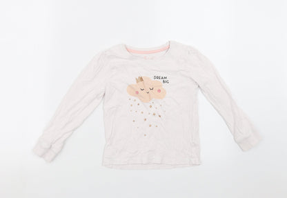 TU Girls White   Top Pyjama Top Size 6-7 Years  - dream big