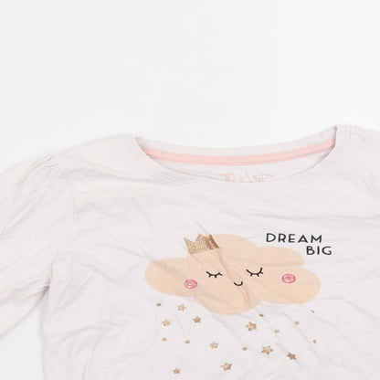 TU Girls White   Top Pyjama Top Size 6-7 Years  - dream big