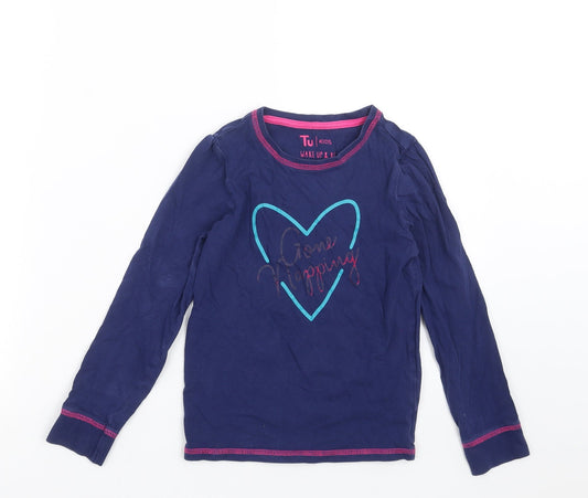 TU Girls Blue Solid  Top Pyjama Top Size 7-8 Years  - gone napping
