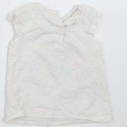 Primark Girls White   Basic T-Shirt Size 6-9 Months  - rainbow