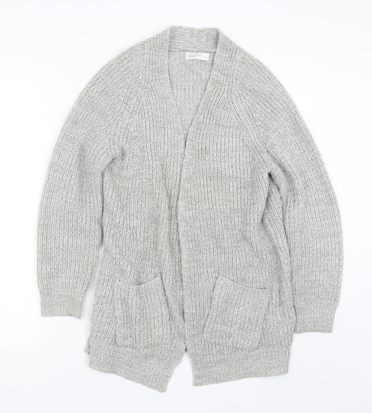 Womens UK Size M Papaya Grey Cardigan Jumper