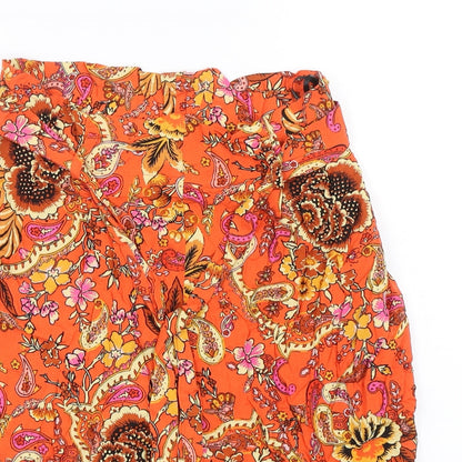 Dorothy Perkins Womens Orange Paisley  Paperbag Shorts Size 8