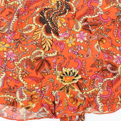 Dorothy Perkins Womens Orange Paisley  Paperbag Shorts Size 8