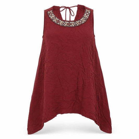 Front view of Atmosphere women’s red basic tank, size UK 8