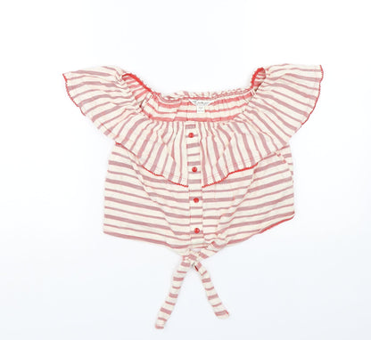 Miss Selfridge Womens Red Striped  Basic T-Shirt Size 10