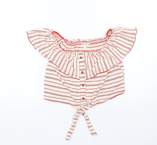 Miss Selfridge Womens Red Striped  Basic T-Shirt Size 10