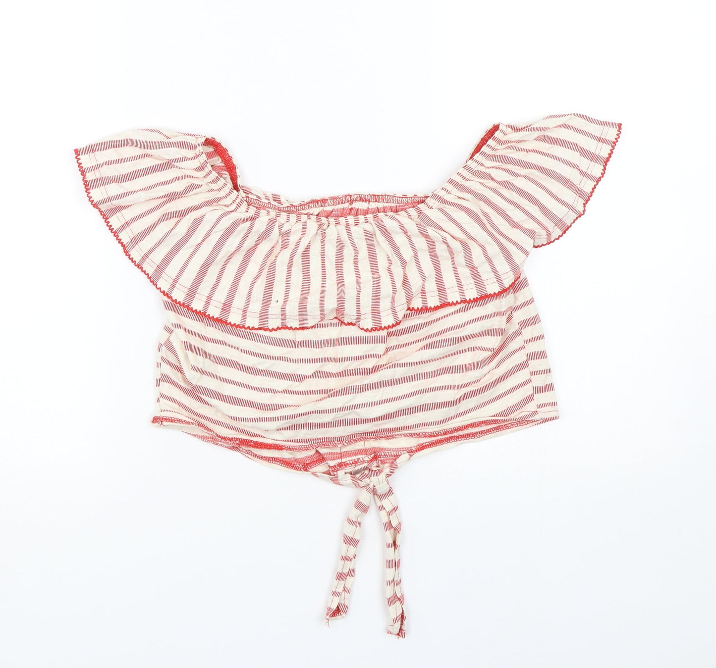 Miss Selfridge Womens Red Striped  Basic T-Shirt Size 10