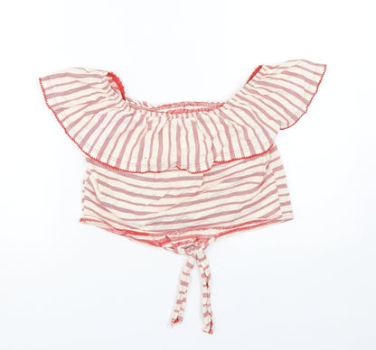 Miss Selfridge Womens Red Striped  Basic T-Shirt Size 10