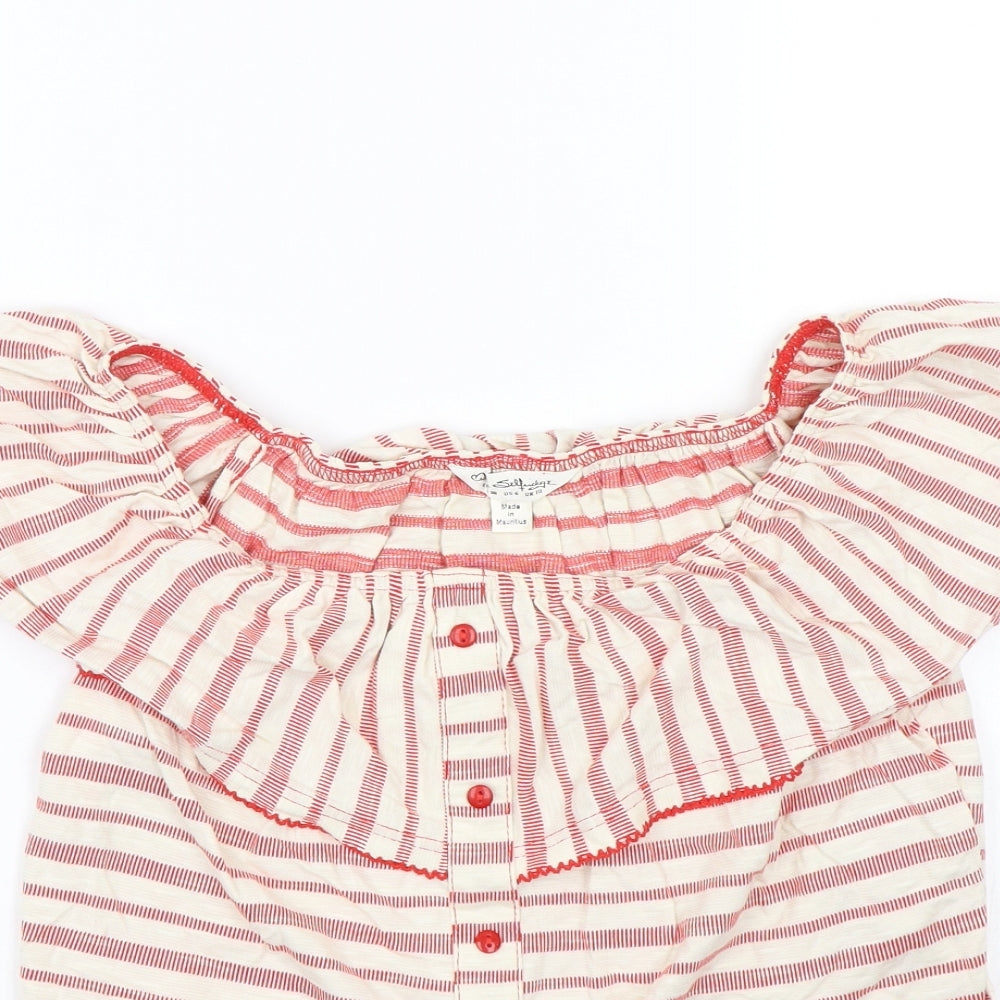Miss Selfridge Womens Red Striped  Basic T-Shirt Size 10