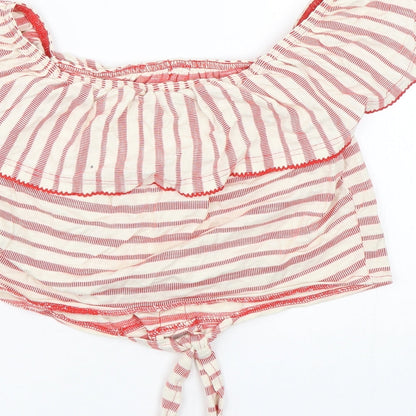 Miss Selfridge Womens Red Striped  Basic T-Shirt Size 10