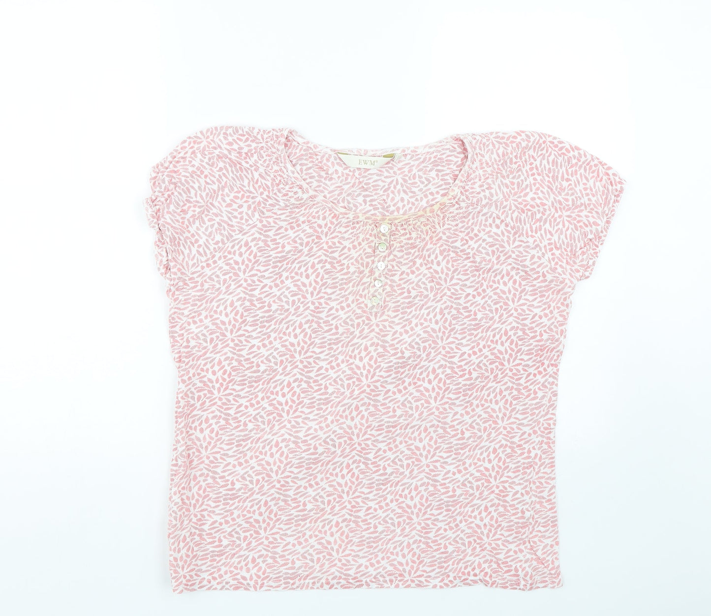 EWM Womens Red Floral  Basic T-Shirt Size M