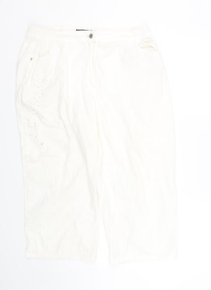 Furcom Womens White   Cropped Trousers Size 12 L21 in