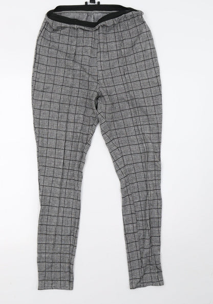 newlook Womens White Check  Trousers  Size 14 L28 in