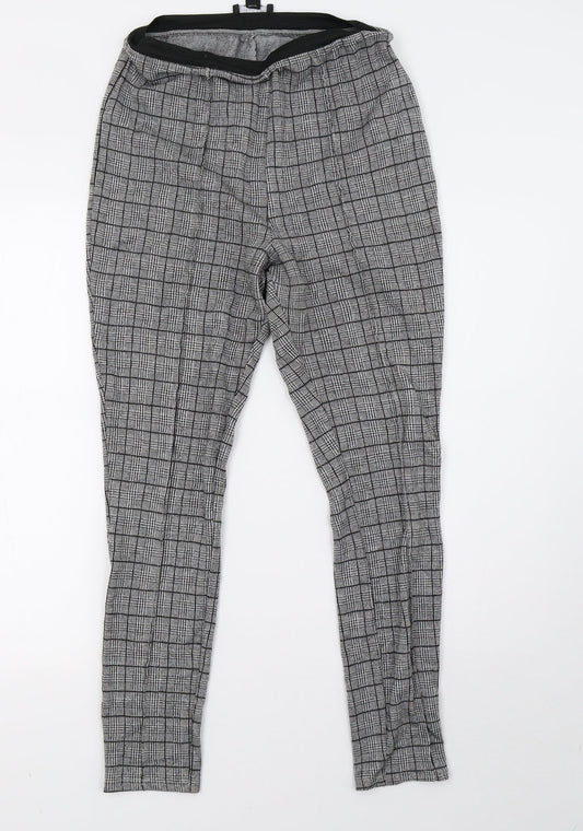 newlook Womens White Check  Trousers  Size 14 L28 in