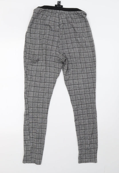 newlook Womens White Check  Trousers  Size 14 L28 in