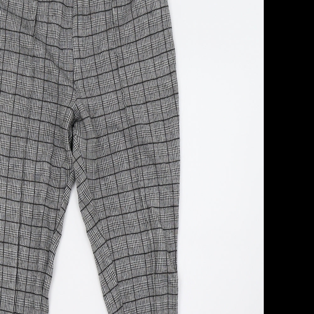 newlook Womens White Check  Trousers  Size 14 L28 in