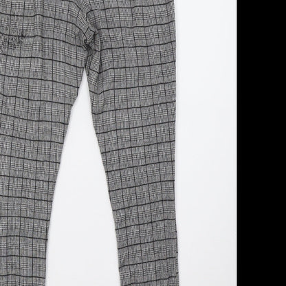 newlook Womens White Check  Trousers  Size 14 L28 in