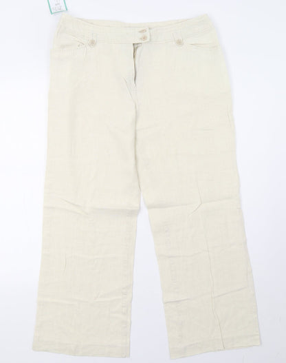 Womens UK Size 14 EWM Regular Fit  White Trousers