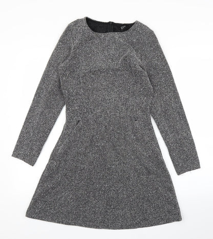 H&M Womens Grey Herringbone  A-Line  Size 10