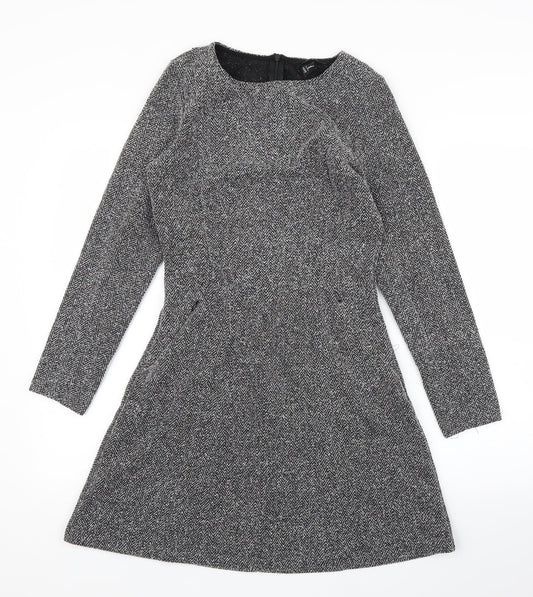 H&M Womens Grey Herringbone  A-Line  Size 10