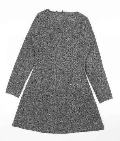 H&M Womens Grey Herringbone  A-Line  Size 10