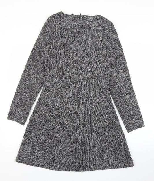 H&M Womens Grey Herringbone  A-Line  Size 10