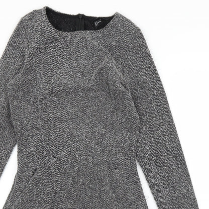H&M Womens Grey Herringbone  A-Line  Size 10