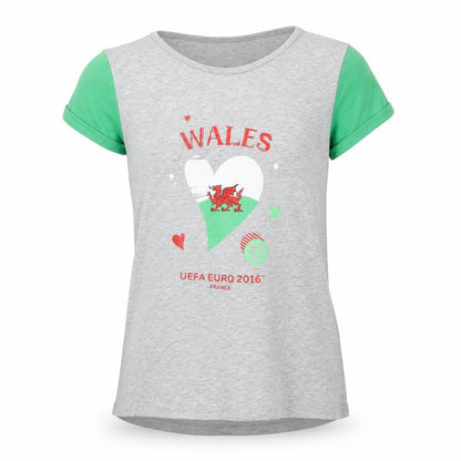 Euro2016 Girls Grey   Basic T-Shirt Size 10-11 Years