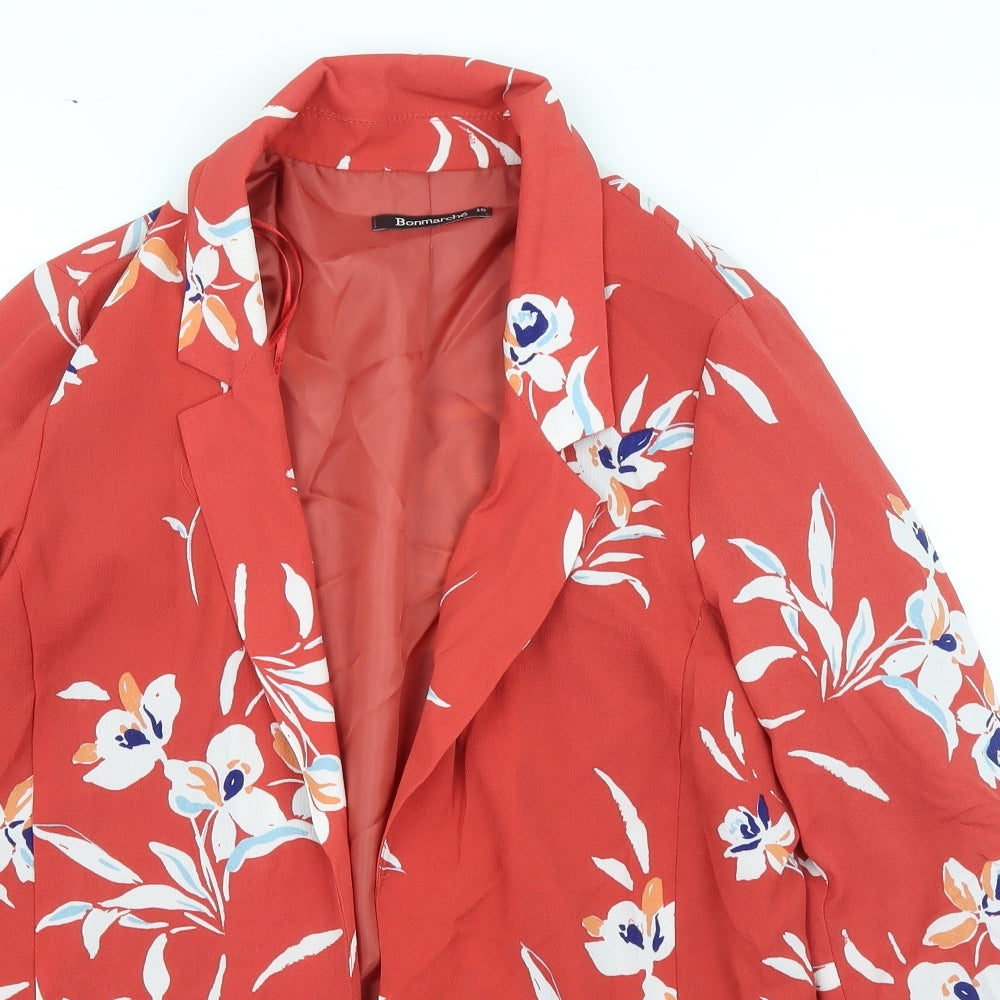Bonmarché Womens Red Floral  Jacket Blazer Size 10