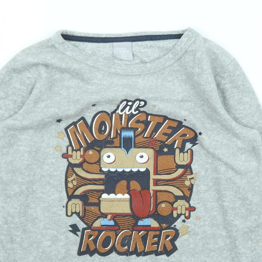 Sleep Wear Boys Grey  Fleece Pullover Jumper Size 5 Years  - PJ top
