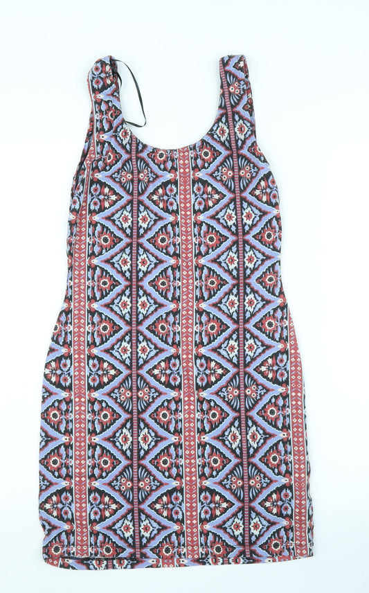 Primark Womens Blue Geometric  Bodycon  Size 10