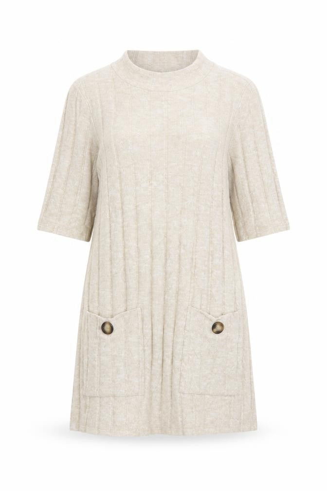 Womens UK Size 10 F&F Beige Tunic Jumper
