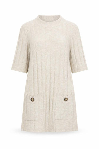 Womens UK Size 10 F&F Beige Tunic Jumper