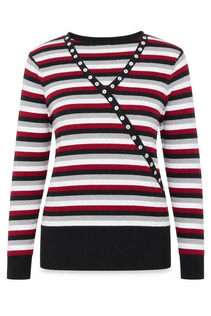 Country Casuals Womens Red Striped Pullover Jumper Size S