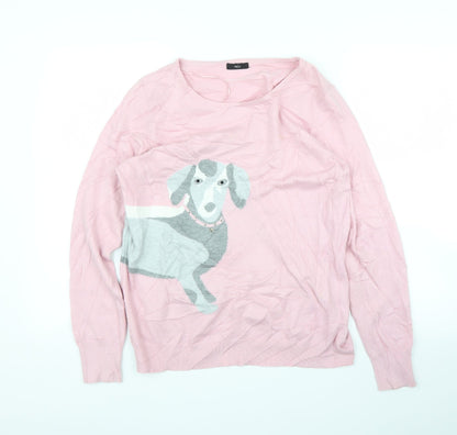Womens UK Size 14 M&Co Pink Pullover Jumper