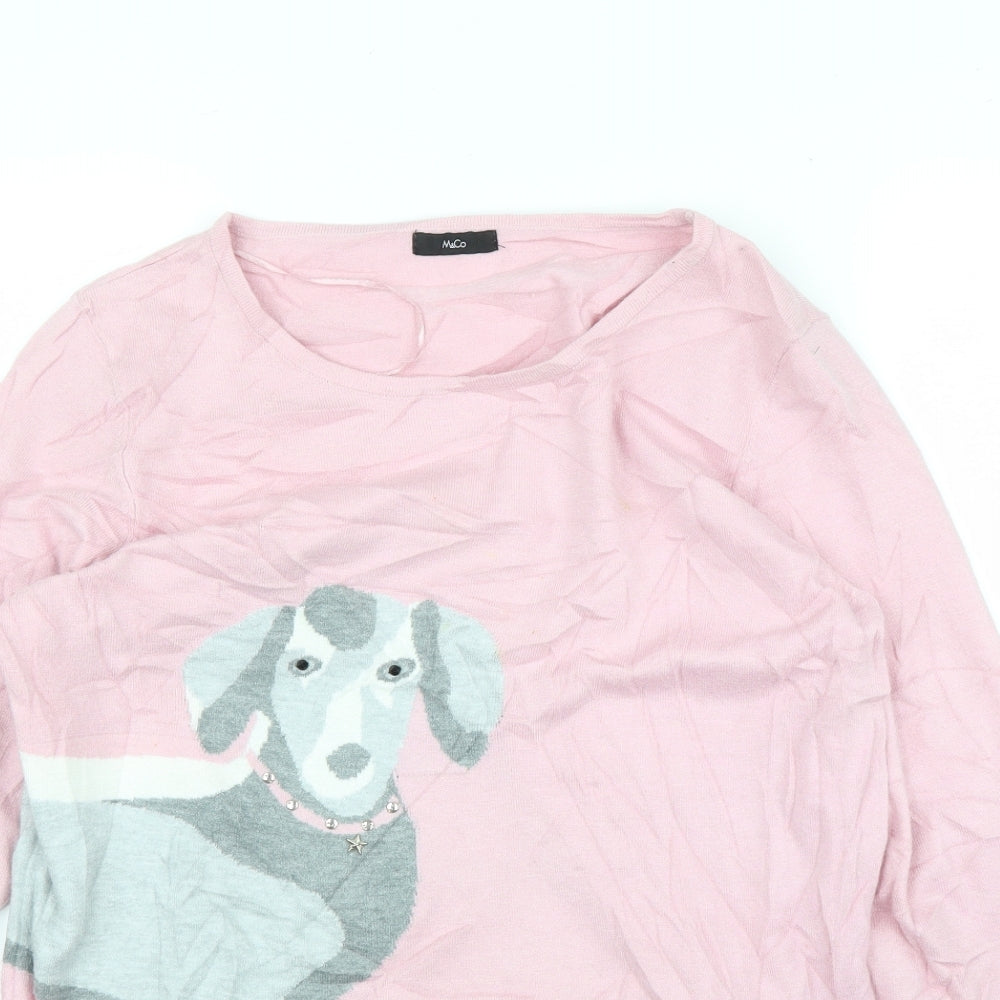 Womens UK Size 14 M&Co Pink Pullover Jumper
