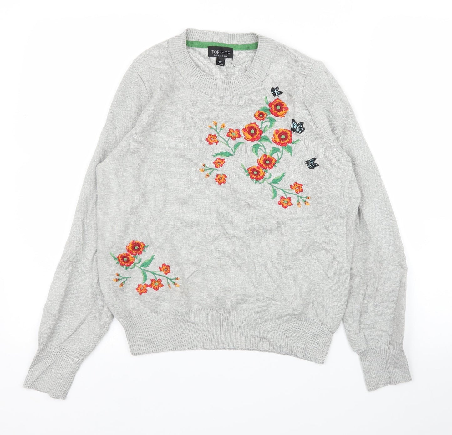 Womens UK Size 6 Topshop Grey Pullover Jumper