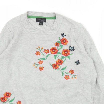 Womens UK Size 6 Topshop Grey Pullover Jumper